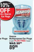 Hearos Multipurpose Ear Plugs 2 Pair Plus Free Case