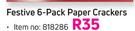 Festive 6 Pack Paper Crackers
