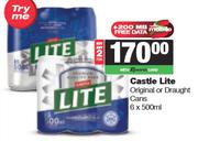 Castle Lite Original Or Draught Cans-For 2 x 6 x 500ml