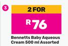 Bennetts Baby Aqueous Cream Assorted-For 2 x 500ml