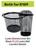 Lucky Domed Linen Bin Black Plus Lucky Midi Laundry Basket-Both For