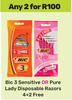 Bic 3 Sensitive Or Pure Lady Disposable Razors 4+2 Free-For 2