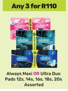 Always Maxi Or Ultra Duo Pads-For 3 x 12s, 14s, 16s, 18s, 20s