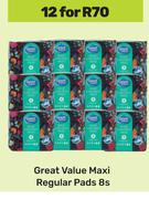 Great Value Maxi Regular Pads-For 12 x 8s