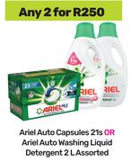 Ariel Auto Capsules 21s Or Ariel Auto Washing Liquid Detergent 2L Assorted-For 2