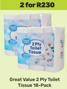 Great Value 2 Ply Toilet Tissue 18 Pack-For 2