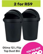 Otima 12L Flip Top Dust Bin-For 2
