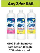 Omo Stain Remover Fast Action Bleach Assorted-For 3 x 750ml