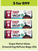Supa Mama Value Drawstring Refuse Bags-For 3 x 20s