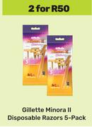 Gillette Minora II Disposable Razors 5 Pack-For 2
