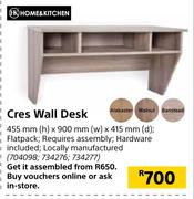 Home&Kitchen Cres Wall Desk-455mm(h) x 900mm(w) x 415mm(d)
