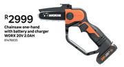 Worx 20V 2.0Ah One Hand With Battery & Charger Chainsaw