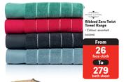 Home Living Ribbed Zero Twist Towel Range Face Cloth