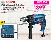 Bosch 750W Impact Drill Plus 100 Piece Accessory Set GSB 16 RE ACC-Per Set 