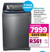 Hisense 18Kg Top Loader Titanium Grey Washing Machine WTY1802T
