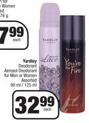 Yardley Deodorant Aerosol Deodorant For Men Or Women Assorted-90ml/125ml Each