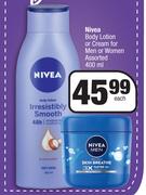 Nivea Body Lotion Or Cream For Men Or Women Assorted-400ml Each