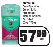 Mitchum Anti Perspirant Gel Or Solid Roll On For Men Or Women Assorted-63g/76g Each