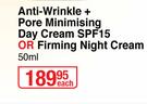 Nivea Anti Wrinkle + Pore Minimising Day Cream SPF15 Or Firming Night Cream-50ml Each
