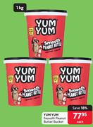 Yum Yum Smooth Peanut Butter Bucket-1Kg Each
