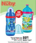 Nuby Pop Up Sipper Cup For Boys Or Girls Assorted-360ml Each