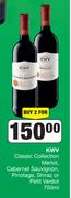 KWV Classic Collection Merlot,Cabernet Sauvignon,Pinotage,Shiraz Or Petit Verdot-For 2 x 750ml