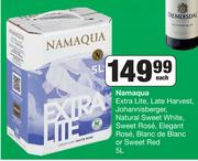 Namaqua Extra Lite,Late Harvest,Johannisberger Natural Sweet White,Sweet Rose,Elegant Rose-5L Each