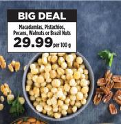 Macadamias, Pistachios, Pecans, Walnuts Or Brazil Nuts-Per 100g