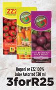 Rugani Or ZZZ 100% Juice Assorted-For 3 x 330ml