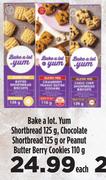 Bake A Lot.Yum Shortbread 125g,Chocolate Shortbread 125g Or Peanut Butter Berry Cookies 110g-Each