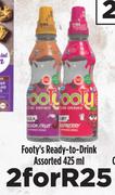 Footy's Ready To Drink Assorted-For 2 x 425ml