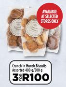 Crunch n Munch Biscuits Assorted-For 3 x 400g/500g