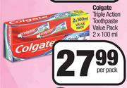 Colgate Triple Action Toothpaste Value Pack-2 x 100ml Per Pack