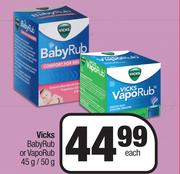 Vicks Baby Rub Or Vapo Rub-45g/50g Each