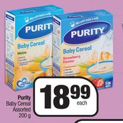 Purity Baby Cereal Assorted-200g Each