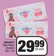 Johnson's Baby Wipes Assorted 56's Or 72's Pack-Per Pack