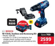 Bosch 18V Drill, Toolbox & Accessory Kit GSB 180-Per Kit