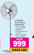Logik 40cm Chrome Pedestal Fan