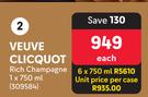 Veuve Clicquot Rich Champagne-750ml Each