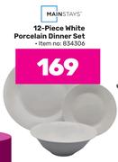 Mainstays 12 Piece White Porcelain Dinner set