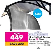 Awning Warehouse 1.2m Multiwall Awning (Bronze Or Silver)-Each
