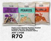 Food Lover's Peanuts Roasted,Roasted & Salted,Peri-Peri,Raw Redskin Peanuts-For Any 2 x 400g