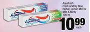 Aquafresh Fresh & Minty Blue, Herbal, Lemon Mint Or Mild & Minty-100ml Each