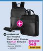 Volkano 15.6" Panama Black Laptop Shoulder Bag Plus Backpack-Both For
