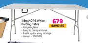 1.8m HDPE White Folding Table