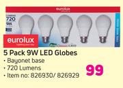Eurolux 5 Pack 9W LED Globes