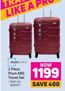 Mainstays 2 Piece Plum ABS Travel Set