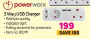 Power Worx 3 Way USB Charger