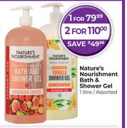 Nature's Nourishment Bath & Shower Gel Assorted-For 2 x 1L