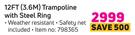 Bounceking 12Ft (3.6M) Trampoline Combo With Steel Ring